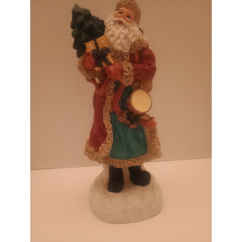 Vintage Christmas Santa Figurine Polynesian Gift Collection Holding Tree & Gift
